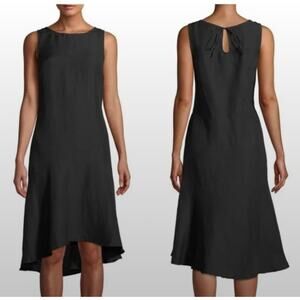 TOMMY BAHAMA Women's Black Linen Tank Dress MEDIUM Sleeveless Bias Trumpet Midi